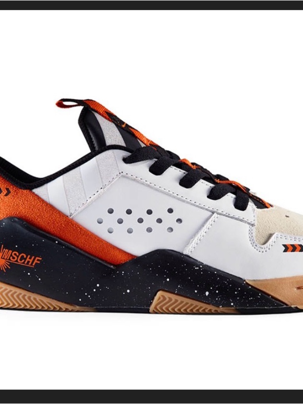 Men's White and Orange Casual Performance Sneakers